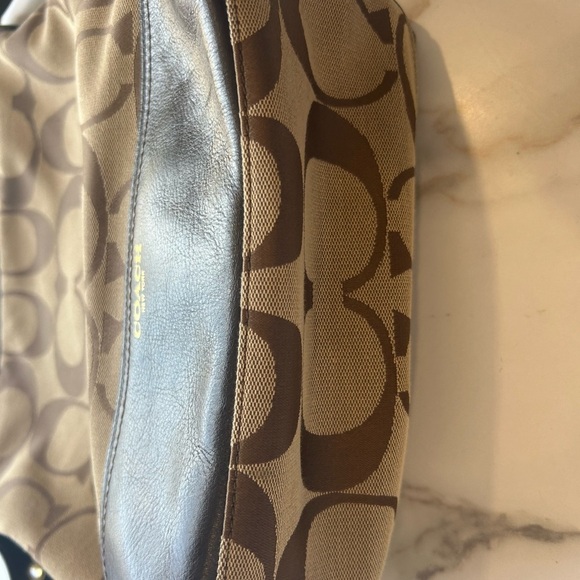 Coach Legacy Signature Duffle Bag Tote Purse BROWN logo print - Picture 3 of 5